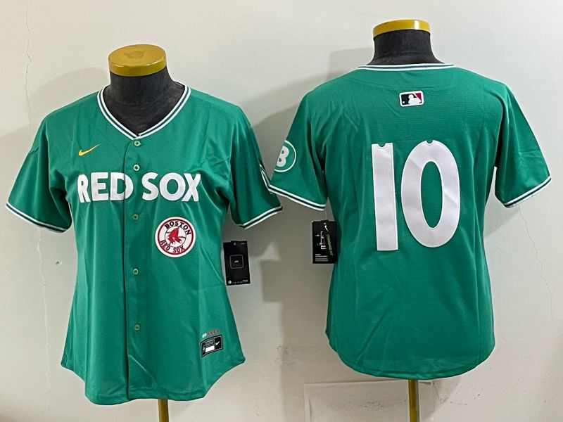 Women 2025 Boston Red Sox 10 No Name Drak Green Joint Name Nike MLB Jersey 07